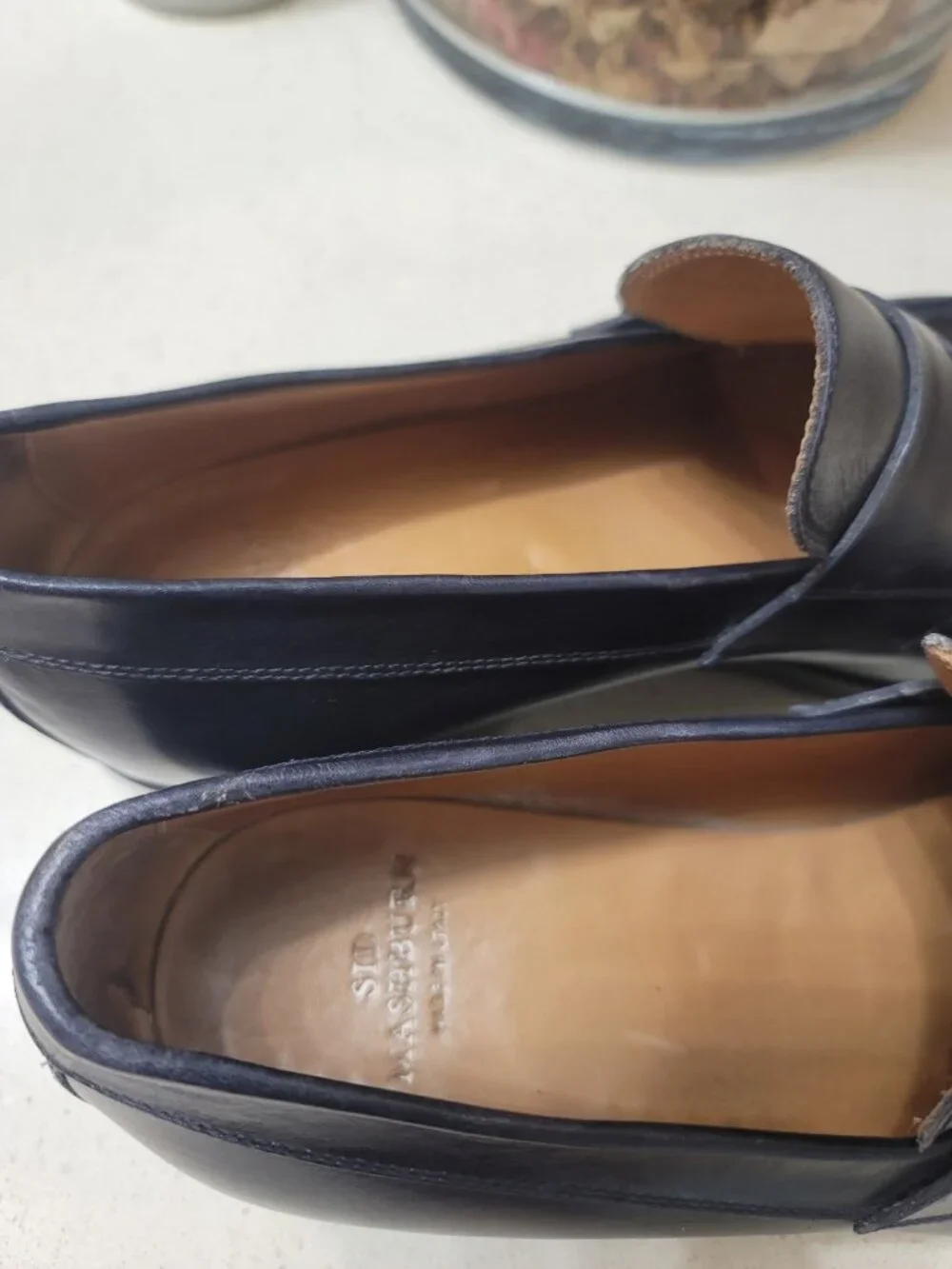 Sid Mashburn Men 10.5 Leather Penny Loafers Italian Dress Shoes. Black